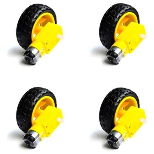 04 Roda Pneu Motor Dc 3 A 6v Robótica Arduino Carro