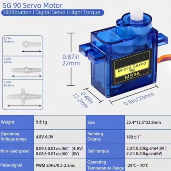 2x Micro Servo Motor 9g Sg90 1,6kg Arduino Rasp Node - Imagem 2