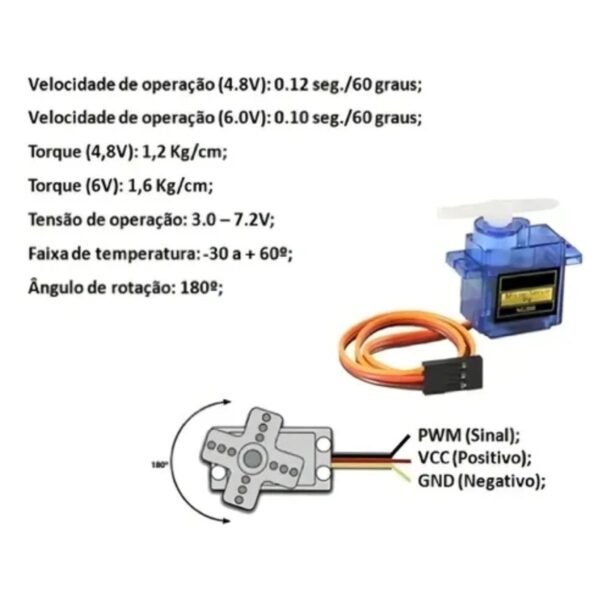 2x Micro Servo Motor 9g Sg90 1,6kg Arduino Rasp Node - Imagem 5