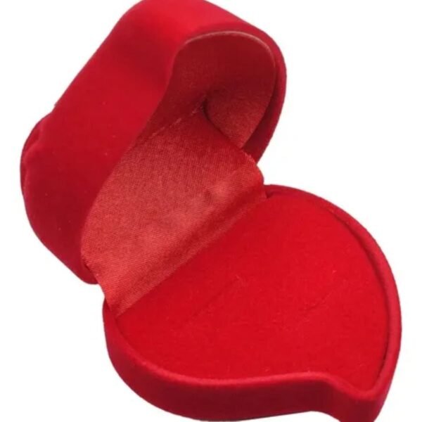 Caixinha De Veludo Para 2 Pares De Aliança Modelo Coração Vermelho Coração - Imagem 3