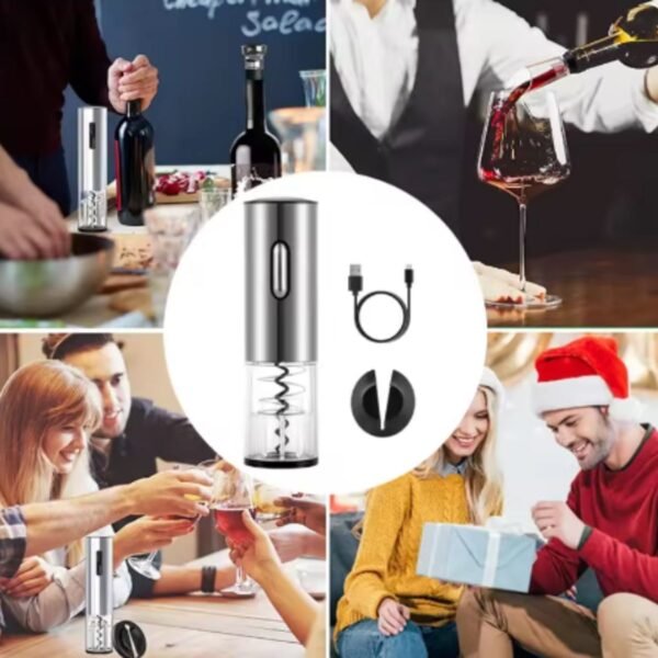 Abridor de Garrafa Elétrico Automático com Cabo USB | Saca-Rolhas Recarregável Inox - Imagem 6