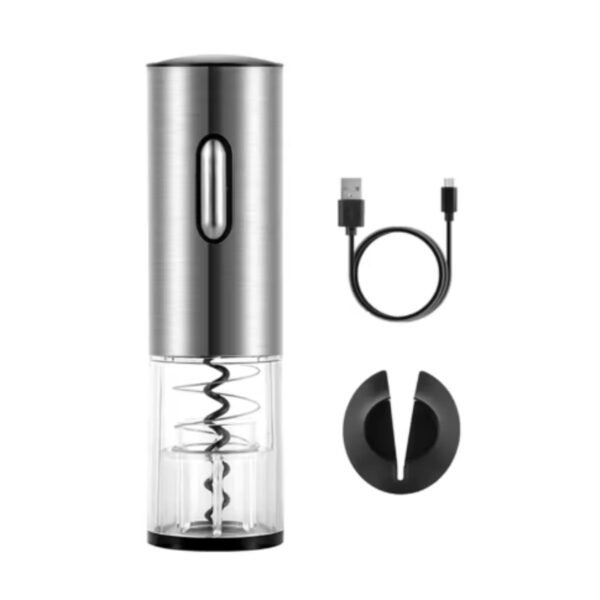 Abridor de Garrafa Elétrico Automático com Cabo USB | Saca-Rolhas Recarregável Inox