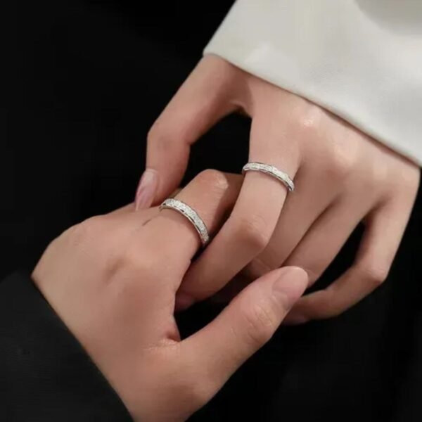 Par De Anel Céu Estrelado Prateado Ajustável Lindo Elegante - Imagem 3