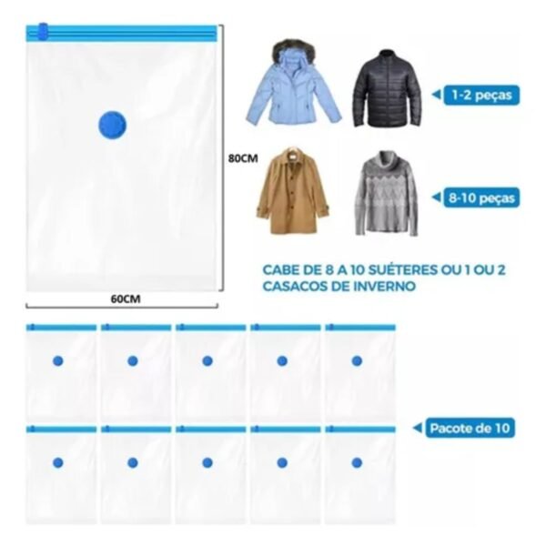 Saco a Vácuo Organizador de Roupas e Cobertores – Proteção e Economia de Espaço - Imagem 9