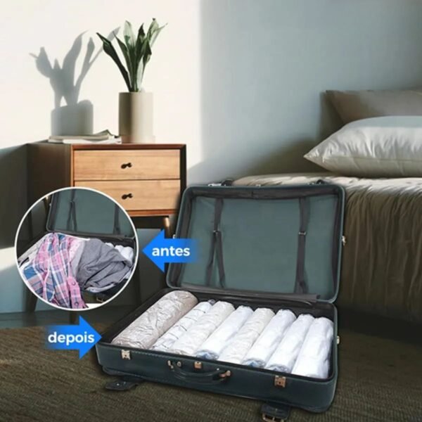 Kit 10 Sacos a Vácuo para Mala, Roupas e Cobertores – Proteção e Economia de Espaço - Imagem 2