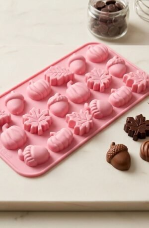Molde Silicone 18 Cavidades Chocolate Outono Abóboras Folhas