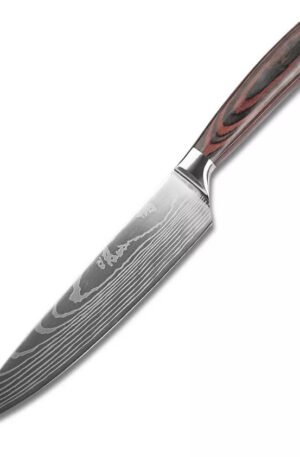 Faca Profissional Chef Churrasco Sashimi Aço Damasco Cor Prateado