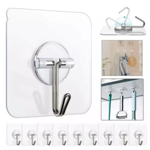 Kit 10 Ganchos Adesivos Plastico Auto-fixação Cozinha