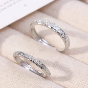 Par De Anel Céu Estrelado Prateado Ajustável Lindo Elega