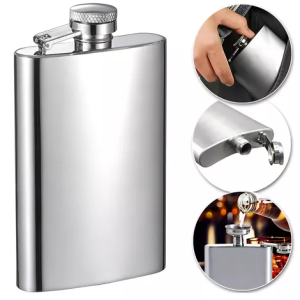 Cantil De Bolso Porta Bebida Aço Inox Whisky Vodka Rum 230ml