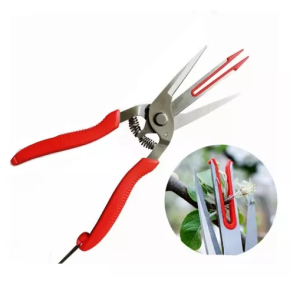 As tesouras com ponta fina são ideais para cortes mais delicados e precisos, como em árvores frutíferas. Esse formato permite um acesso mais fácil entre galhos.